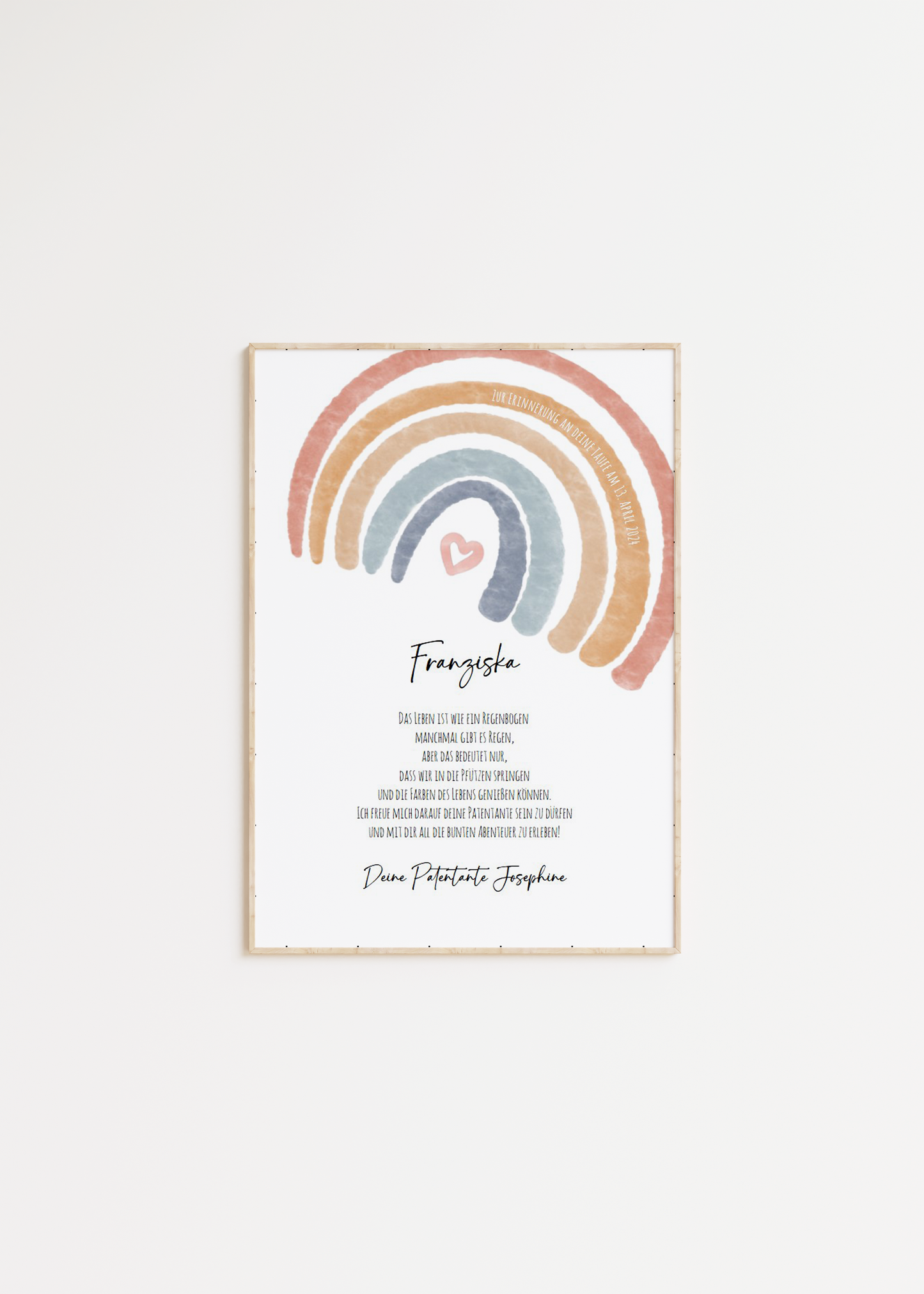 Patenbrief Taufe "Regenbogen" – Geschenk Taufe Patenkind personalisiert Gifts For The Couple Papier Träume