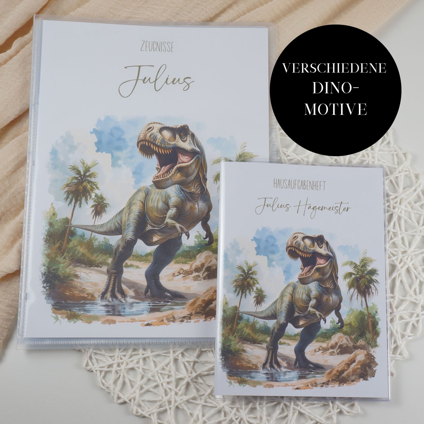 Zeugnismappe Hausaufgabenheft "DINOSAURIER VERSCHIEDENE" personalisiert Office & School Supplies Papier Träume