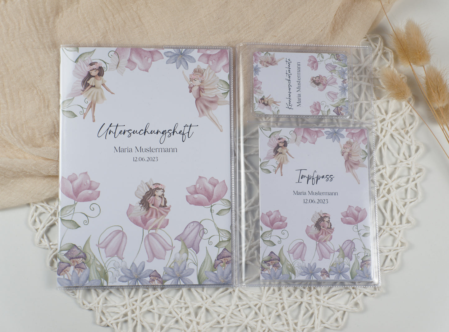 U-Heft/Impfpass personalisiert FAIRY GARDEN - Geschenk zur Geburt Passport Covers Papier Träume