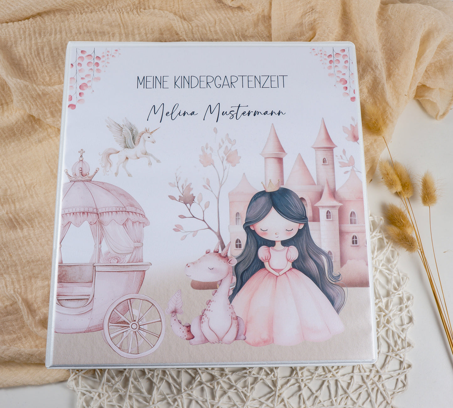 Kindergarten Ordner "Prinzessin" personalisiert - Sammelmappe Krippe Schule oder Kita Office & School Supplies Papier Träume