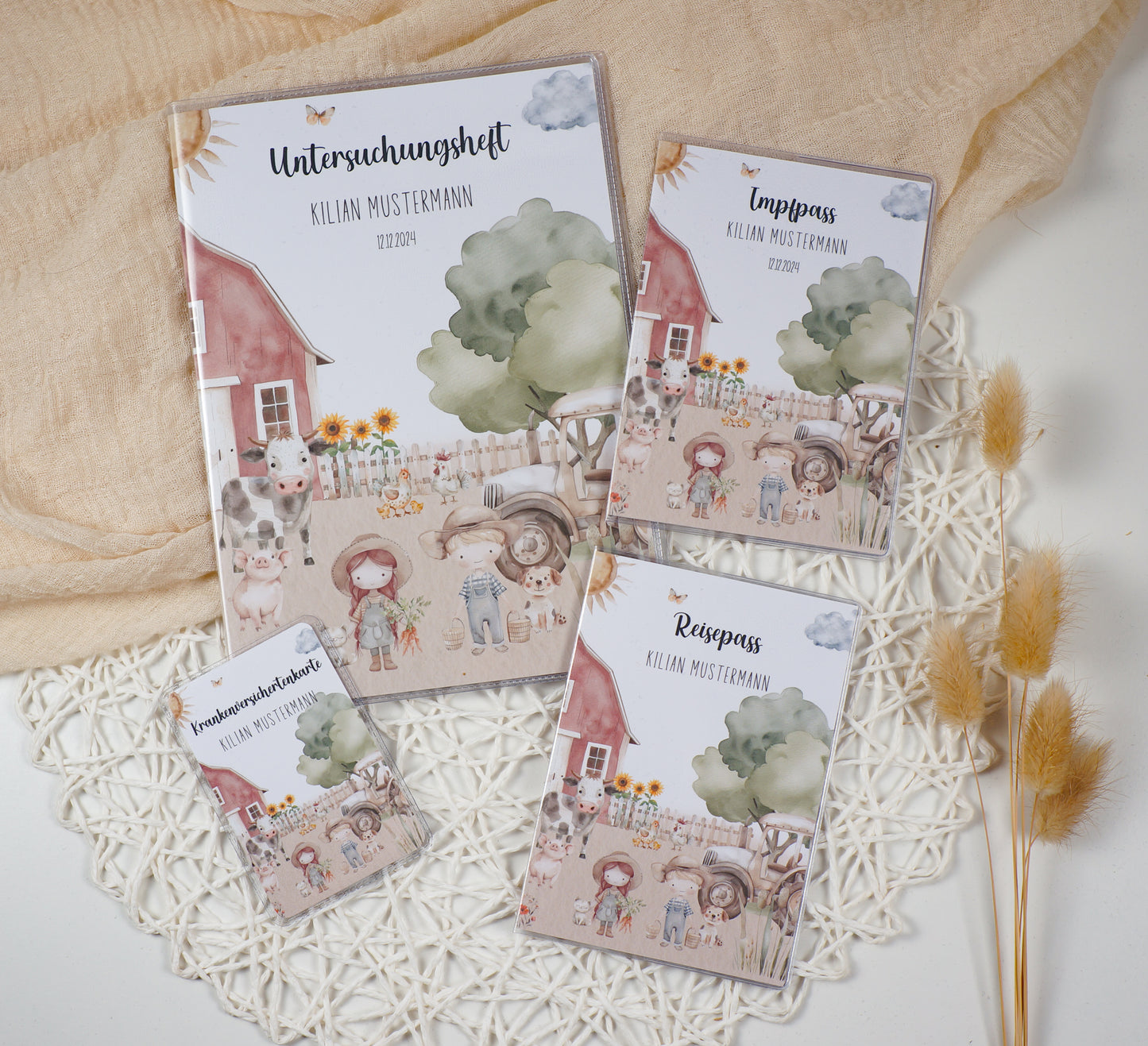 U-Heft/Impfpass personalisiert BAUERNHOF - Geschenk zur Geburt Passport Covers Papier Träume