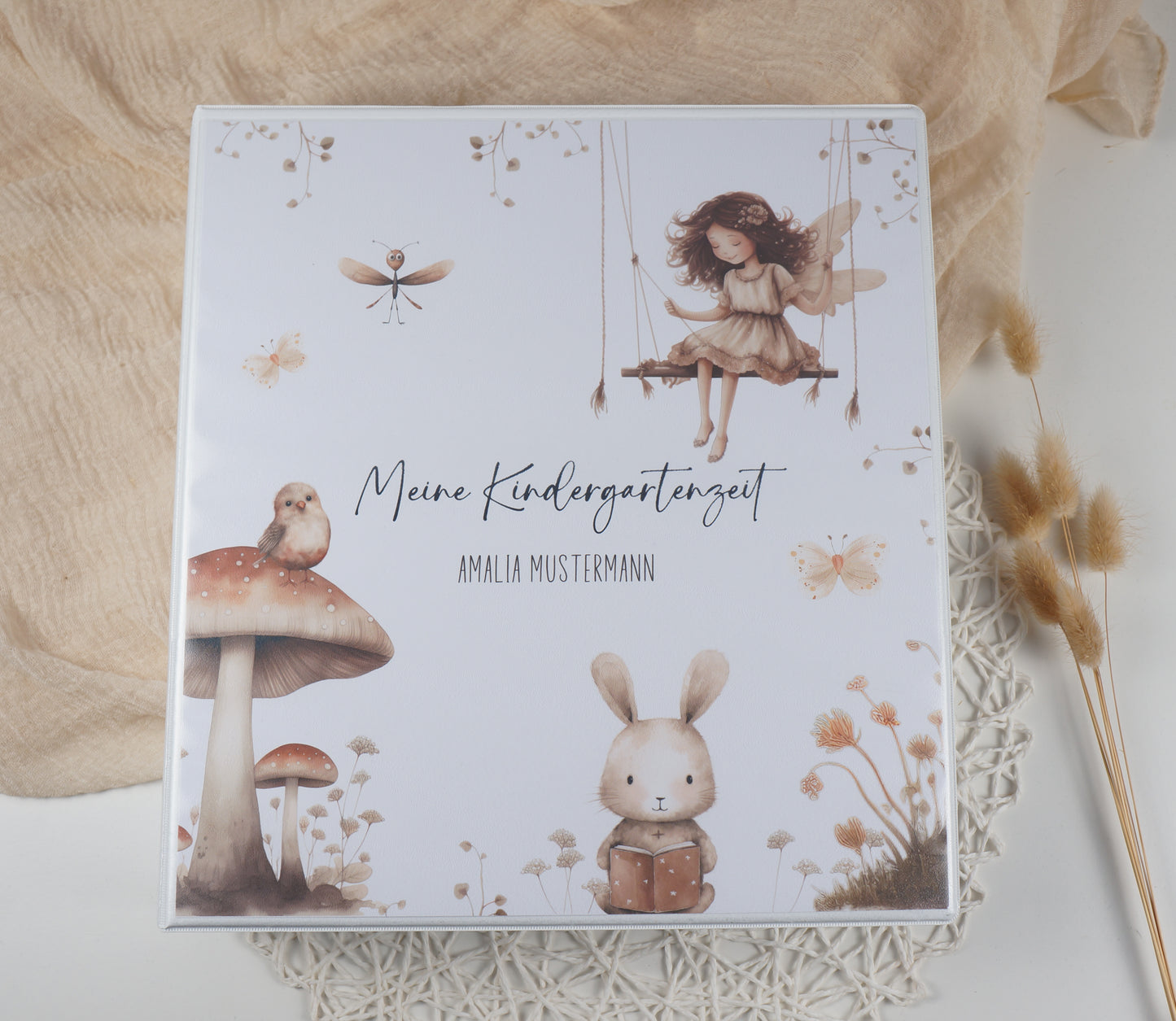 Kindergarten Krippe Ordner "FAIRY NEUTRAL" personalisiert - Sammelmappe Krippe Schule oder Kita Office & School Supplies Papier Träume