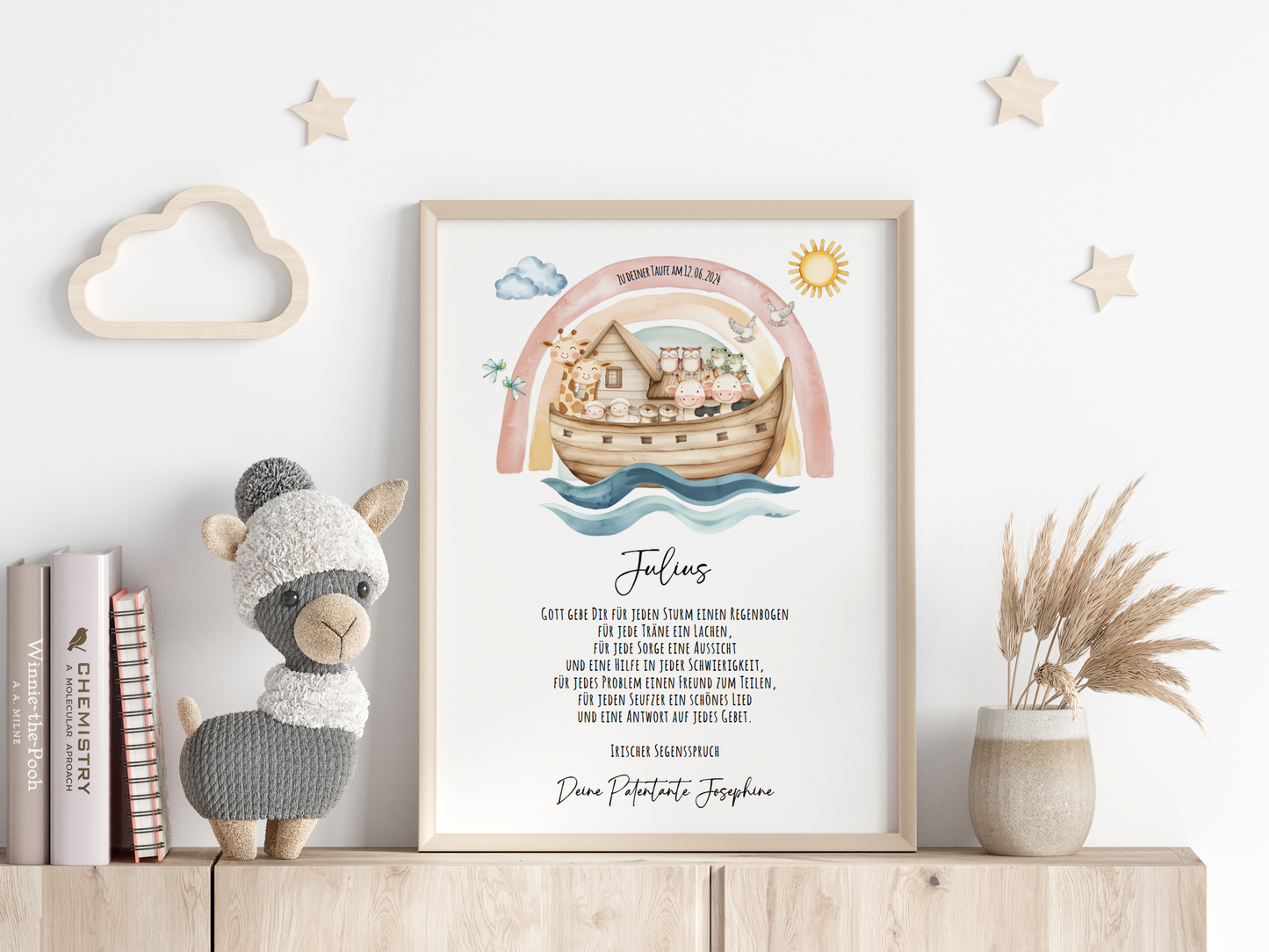 Patenbrief "ARCHE NOAH" – Geschenk zu Taufe für das Patenkind personalisiert Gifts For The Couple Papier Träume