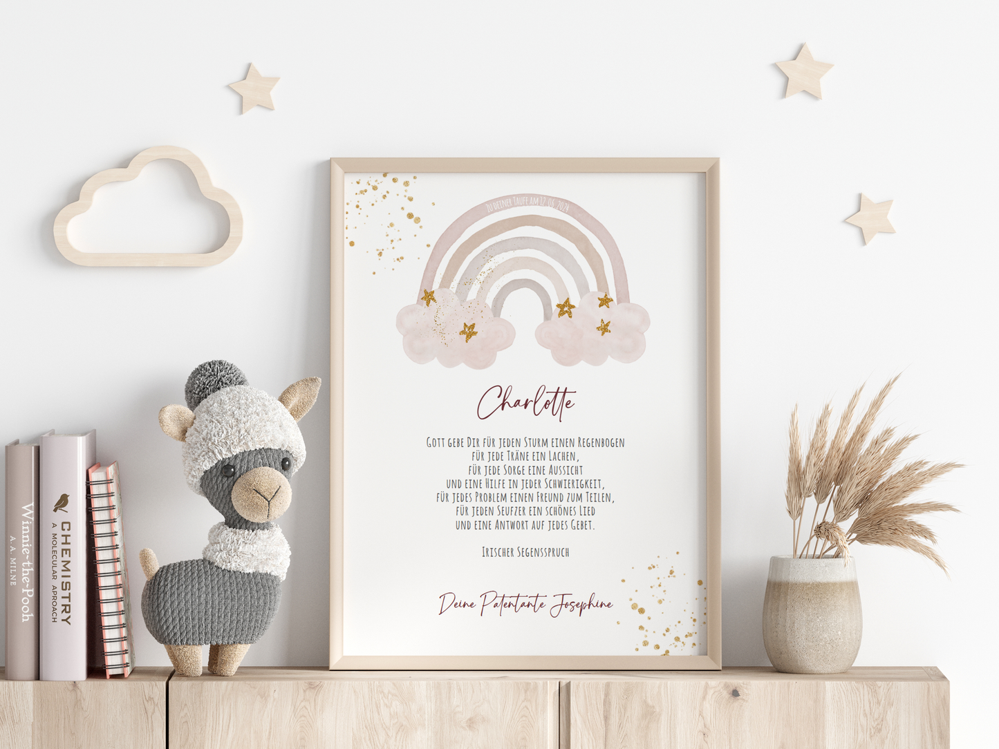 Patenbrief "REGENBOGEN ROSA" – Geschenk zu Taufe für das Patenkind personalisiert Gifts For The Couple Papier Träume