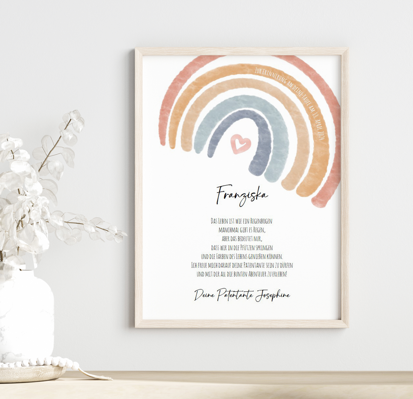 Patenbrief Taufe "Regenbogen" – Geschenk Taufe Patenkind personalisiert Gifts For The Couple Papier Träume