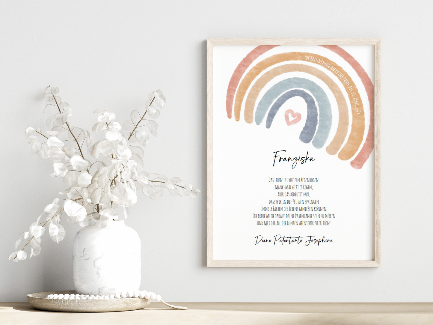 Patenbrief Taufe "Regenbogen" – Geschenk Taufe Patenkind personalisiert Gifts For The Couple Papier Träume