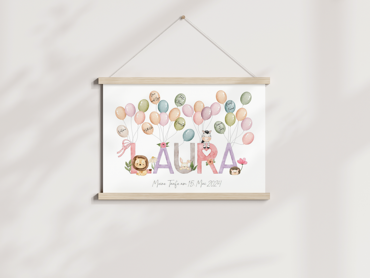Gästebuch personalisiert Namensposter TIERE Taufe Einschulung Geburtstag als Geschenk Gästeposter Papier Träume