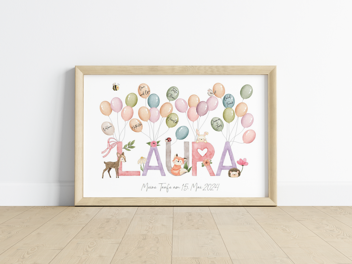 Gästebuch personalisiert Namensposter TIERE Taufe Einschulung Geburtstag als Geschenk Gästeposter Papier Träume