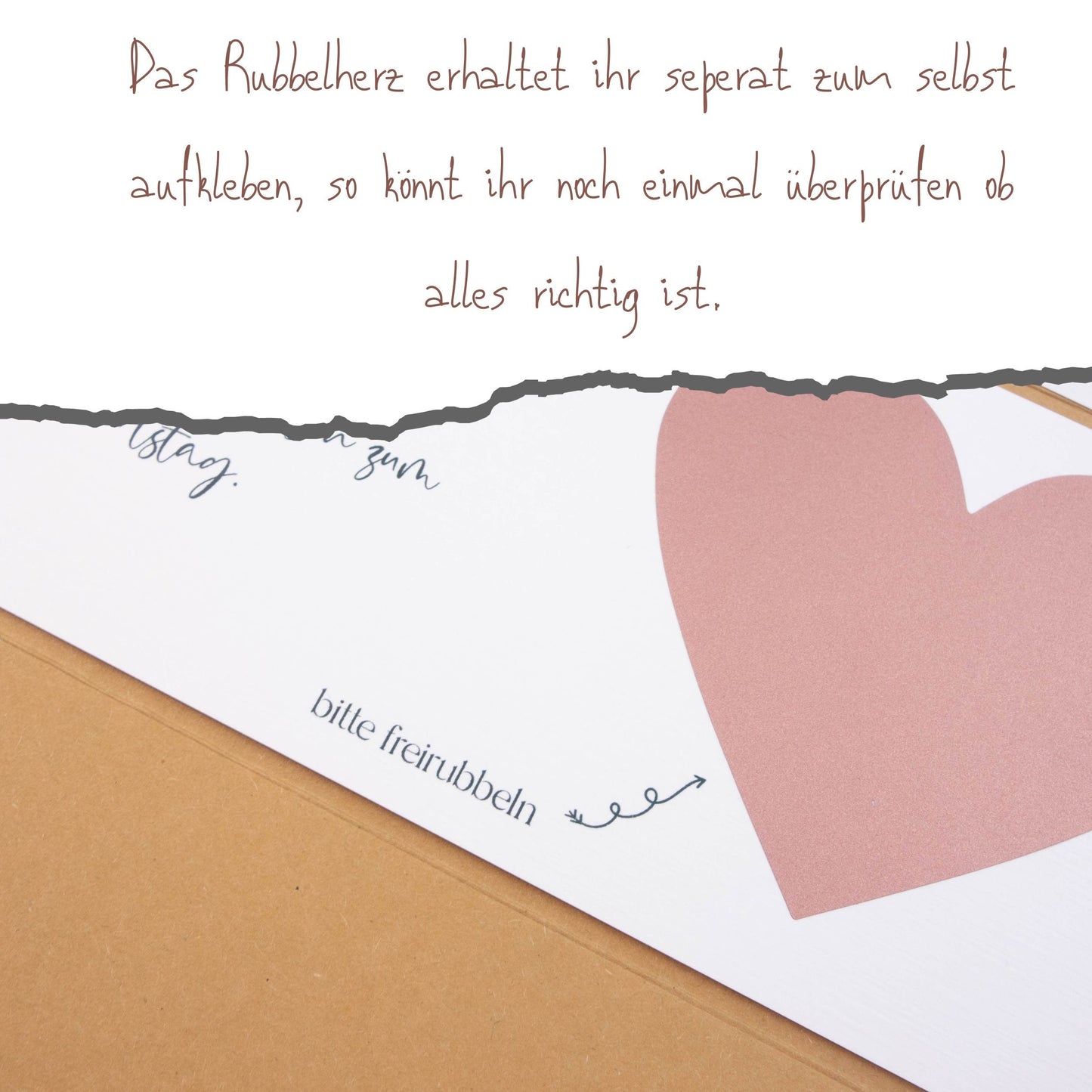 Gutscheinkarte "Zeit statt Zeug - rosa" personalisiert mit Rubbelherz Papier Träume