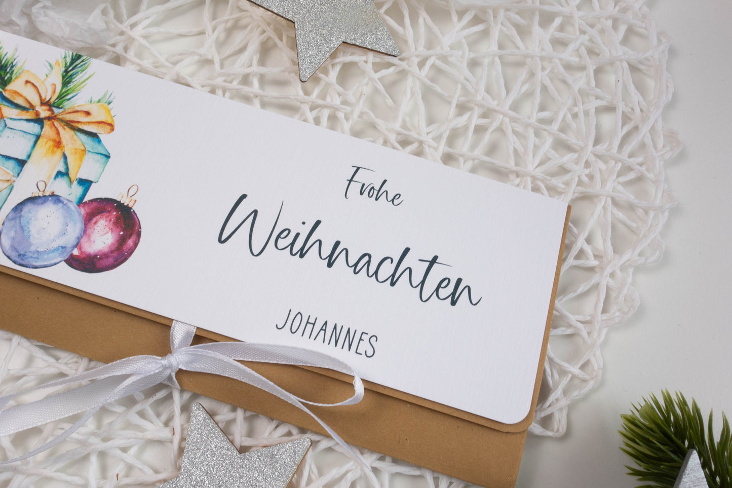 Verpackung Geld/Gutschein zu Weihnachten "Geschenke" personalisiert Papier Träume