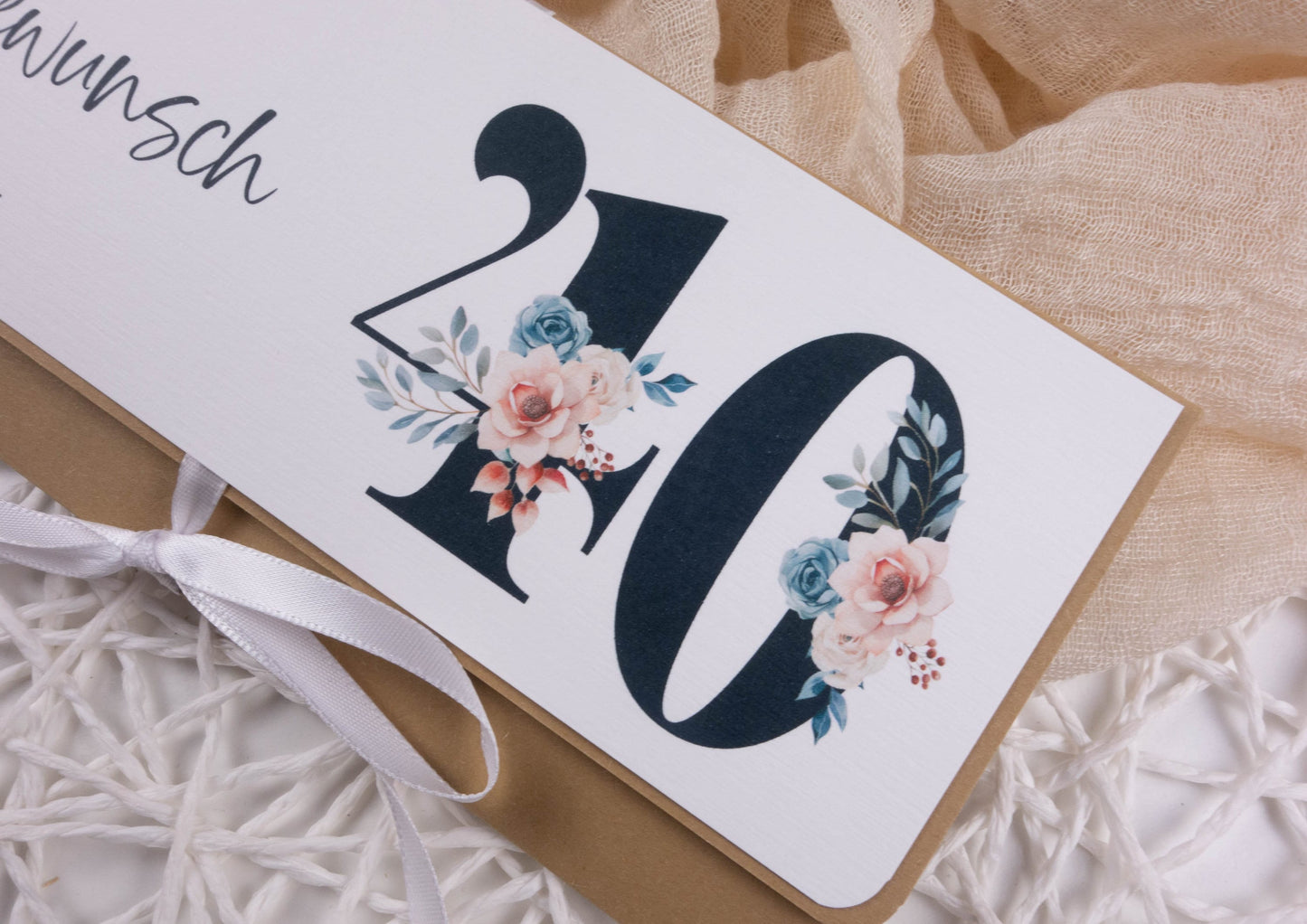 Verpackung Geld/Gutschein zum Geburtstag "Eisblume" personalisiert Papier Träume