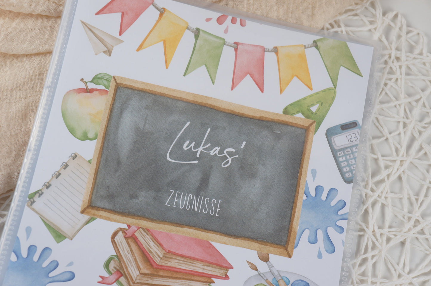 Zeugnismappe Hausaufgabenheft "Bunte Schule" personalisiert Office & School Supplies Papier Träume