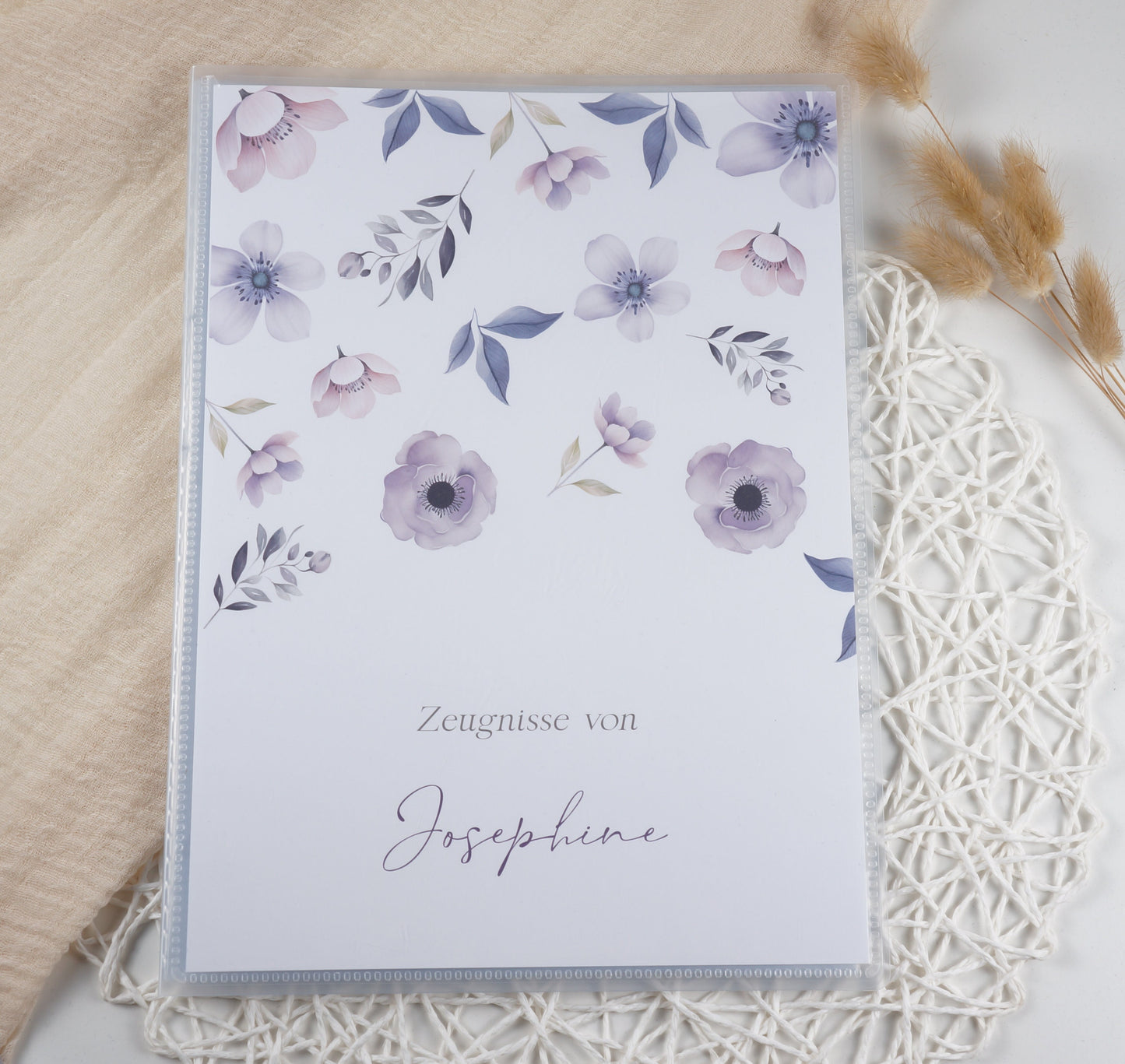 Zeugnismappe Hausaufgabenheft "LILA BLUMEN" personalisiert Office & School Supplies Papier Träume