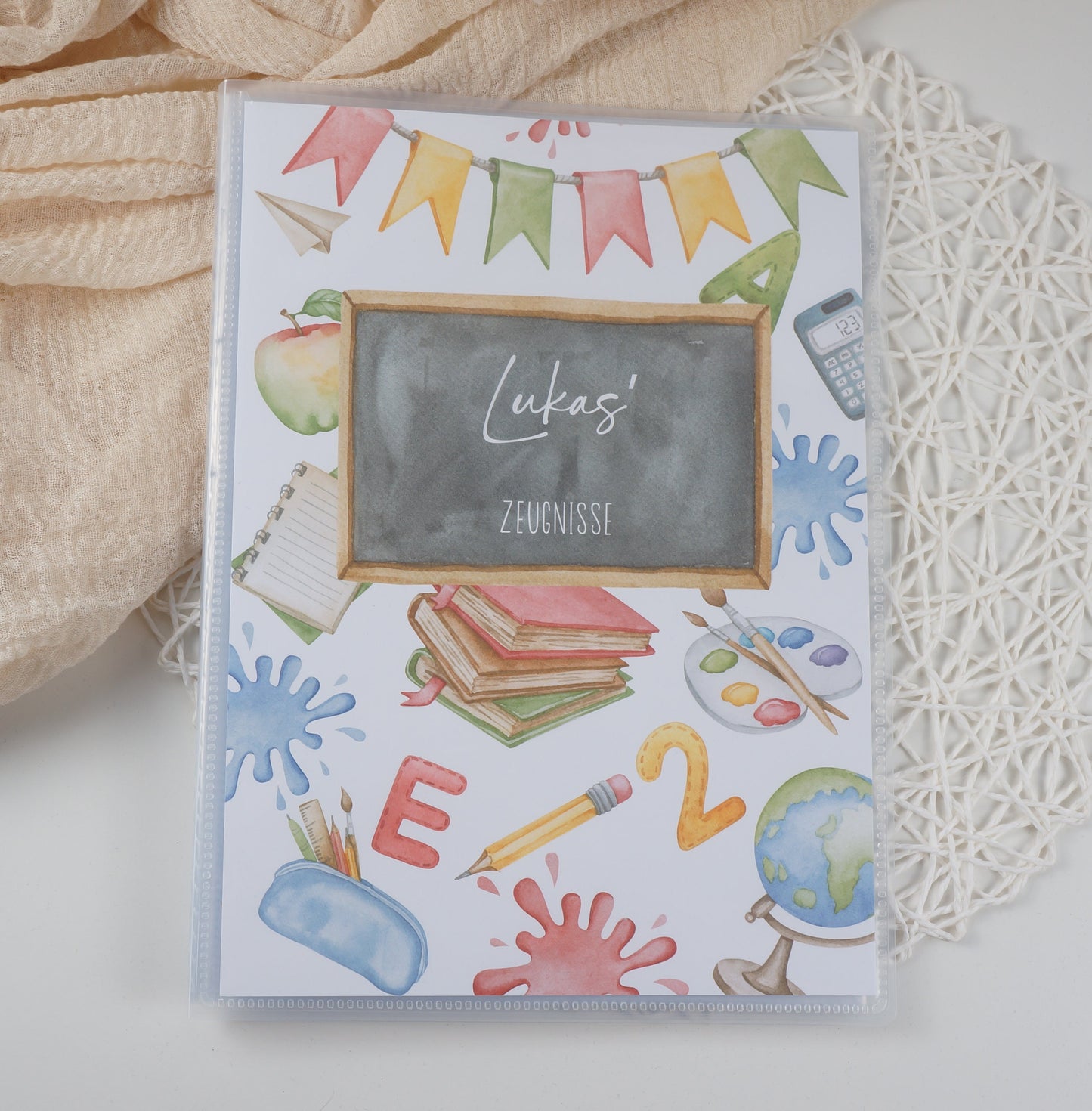 Zeugnismappe Hausaufgabenheft "Bunte Schule" personalisiert Office & School Supplies Papier Träume