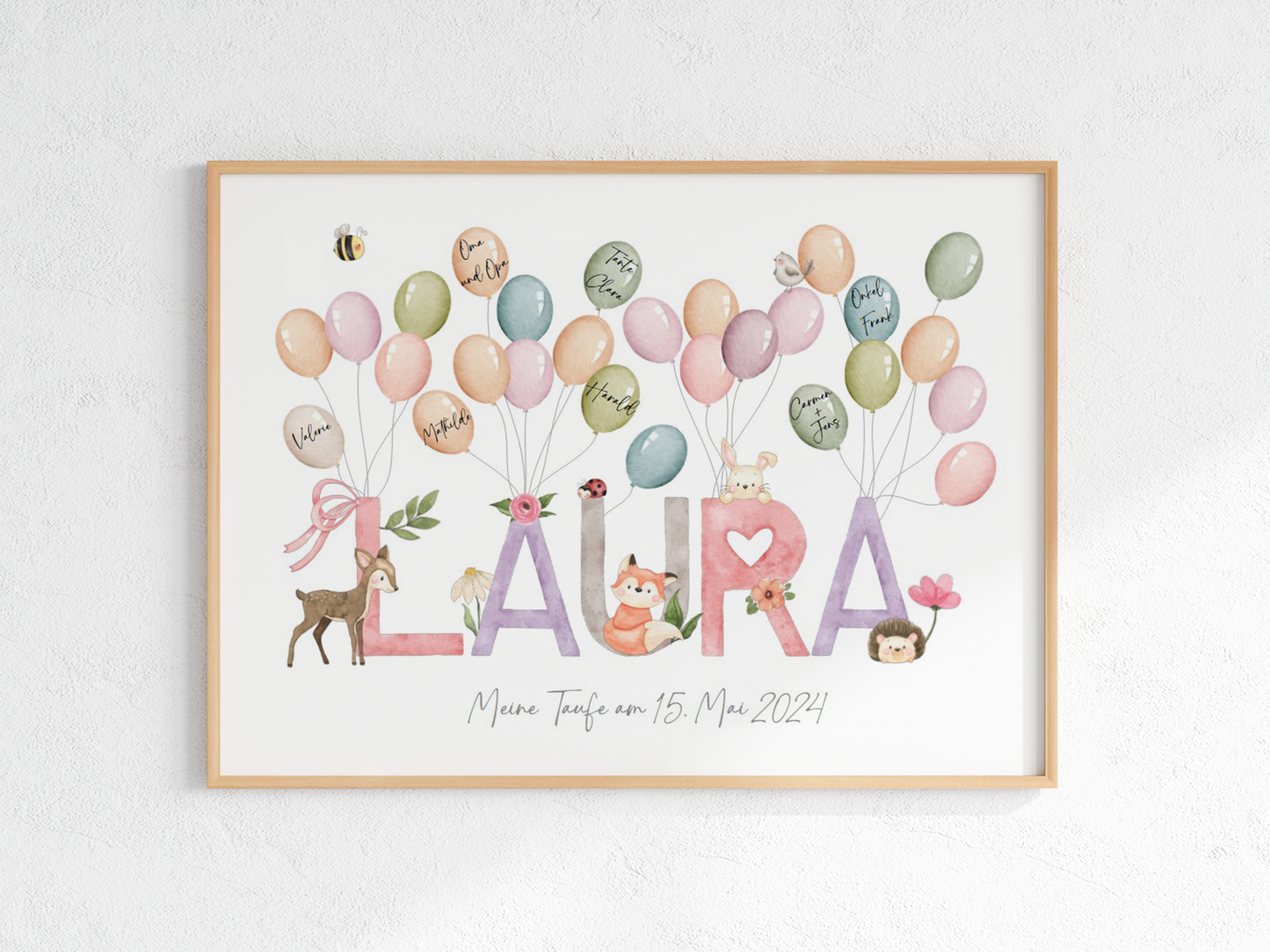 Gästebuch personalisiert Namensposter TIERE Taufe Einschulung Geburtstag als Geschenk Gästeposter Papier Träume