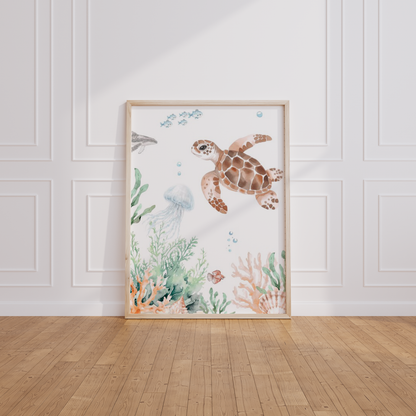 Kinderzimmer Poster 3er Set UNTER WASSER Wandbild Kinderposter Geschenk zur Geburt / Einschulung Papier Träume