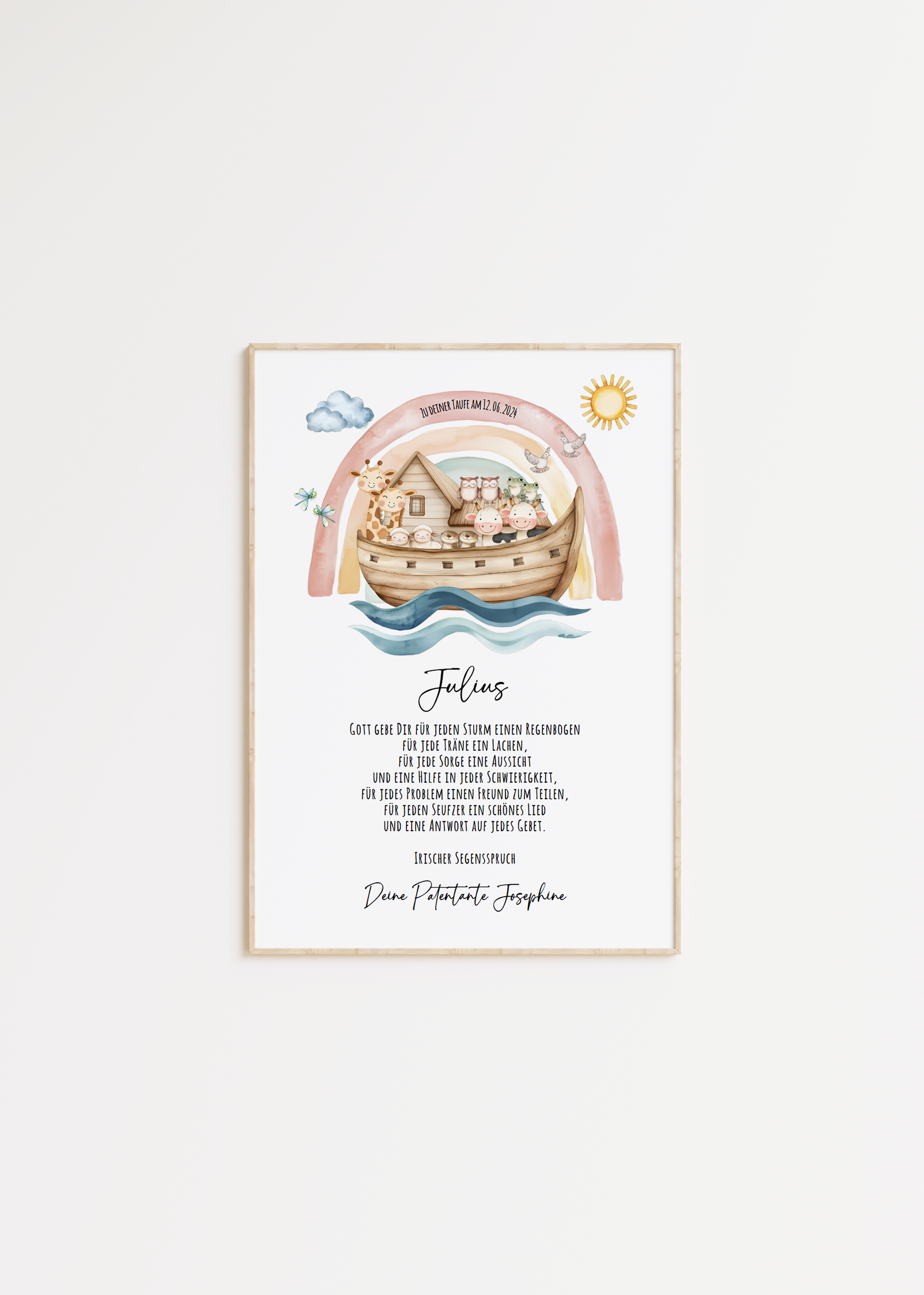 Patenbrief "ARCHE NOAH" – Geschenk zu Taufe für das Patenkind personalisiert Gifts For The Couple Papier Träume