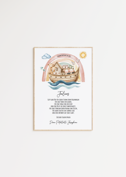 Patenbrief "ARCHE NOAH" – Geschenk zu Taufe für das Patenkind personalisiert Gifts For The Couple Papier Träume