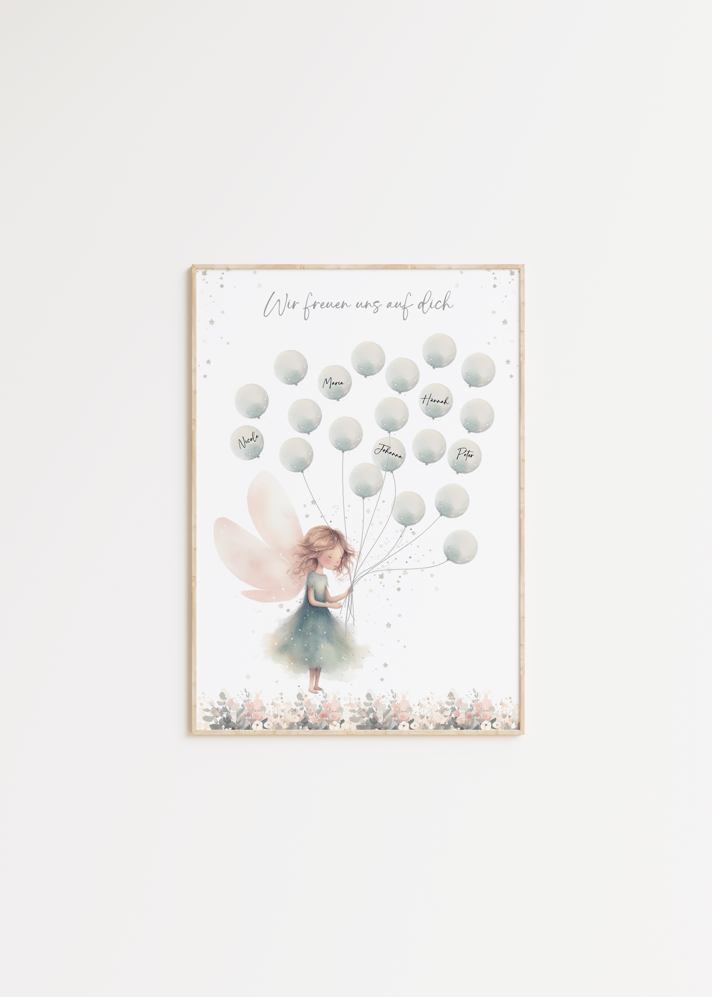 Gästebild Babyparty FAIRY MINT / Geschenk zur Babyshower Taufe Einschulung als Gästebuch Papier Träume