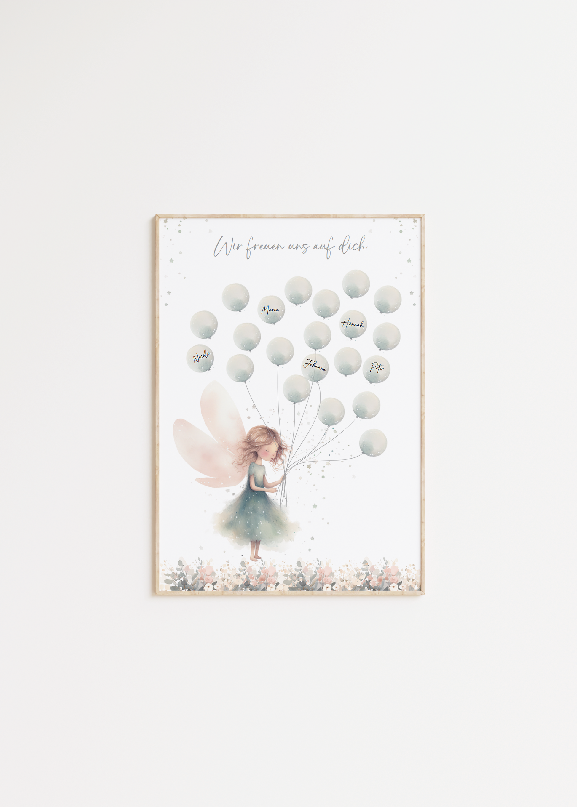 Gästebild Babyparty FAIRY MINT / Geschenk zur Babyshower Taufe Einschulung als Gästebuch Papier Träume