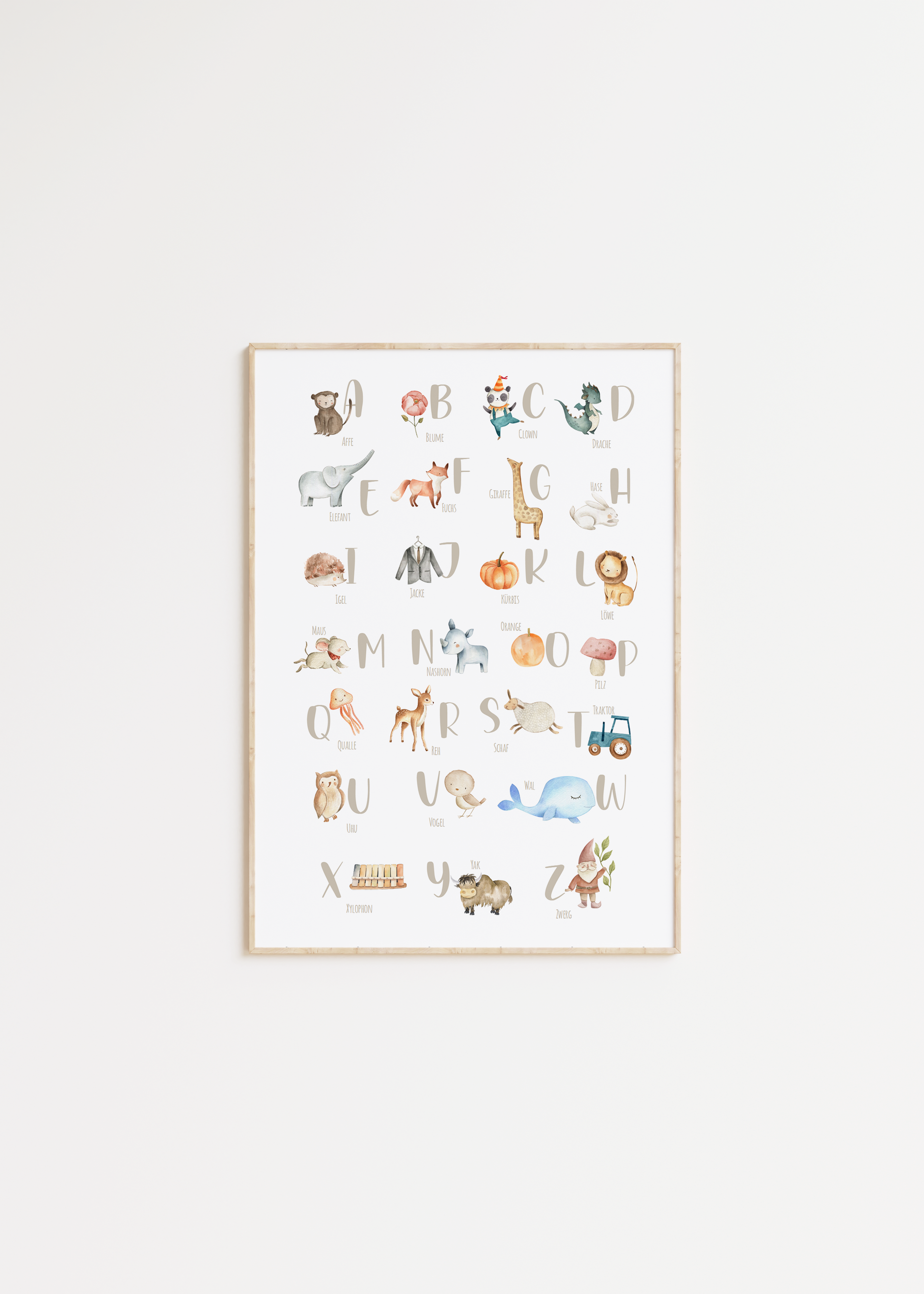 Poster ABC | Buchstaben Zahlen | Alphabet lernen | Geschenk Schulanfang oder Vorschule Papier Träume