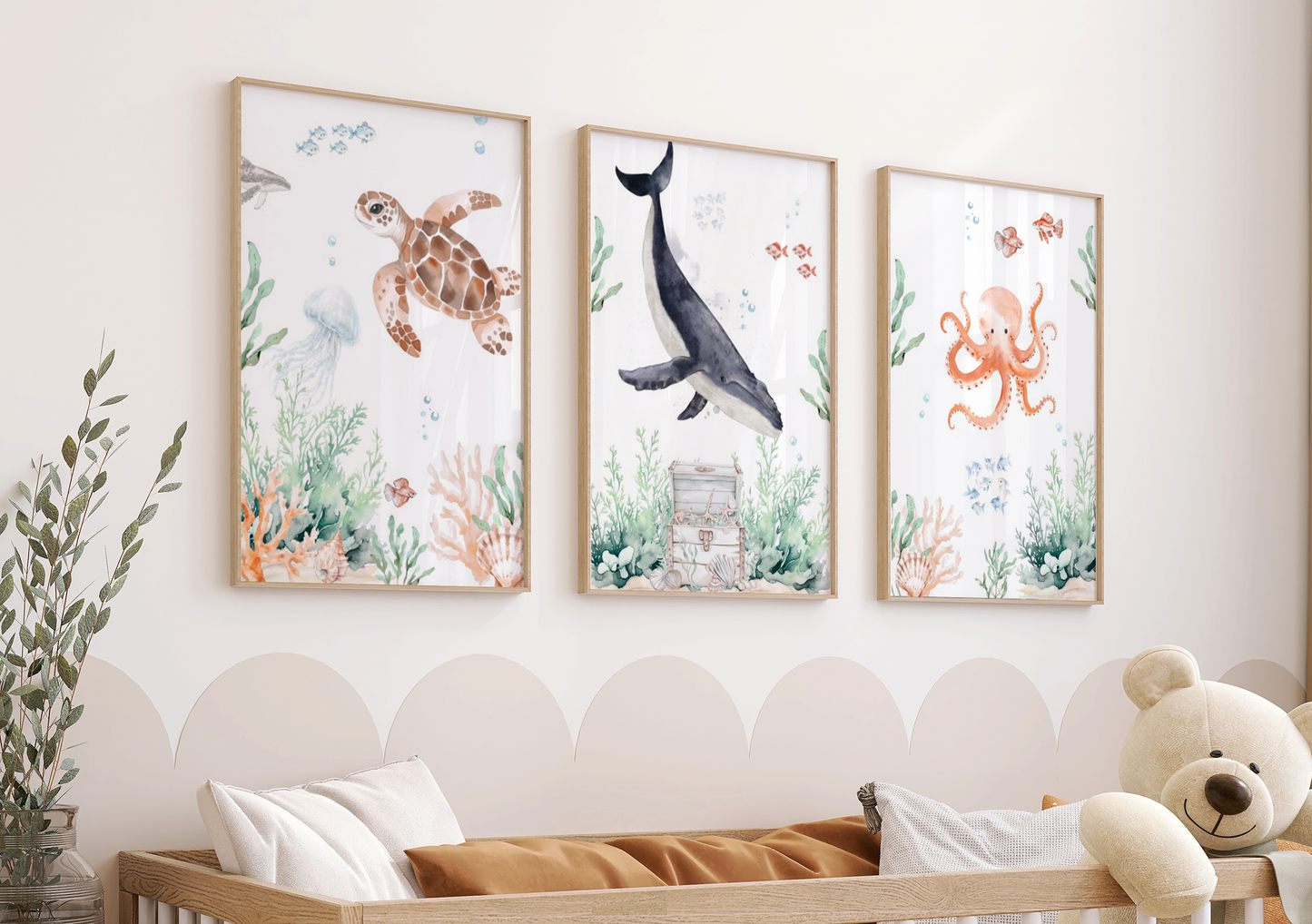 Kinderzimmer Poster 3er Set UNTER WASSER Wandbild Kinderposter Geschenk zur Geburt / Einschulung Papier Träume