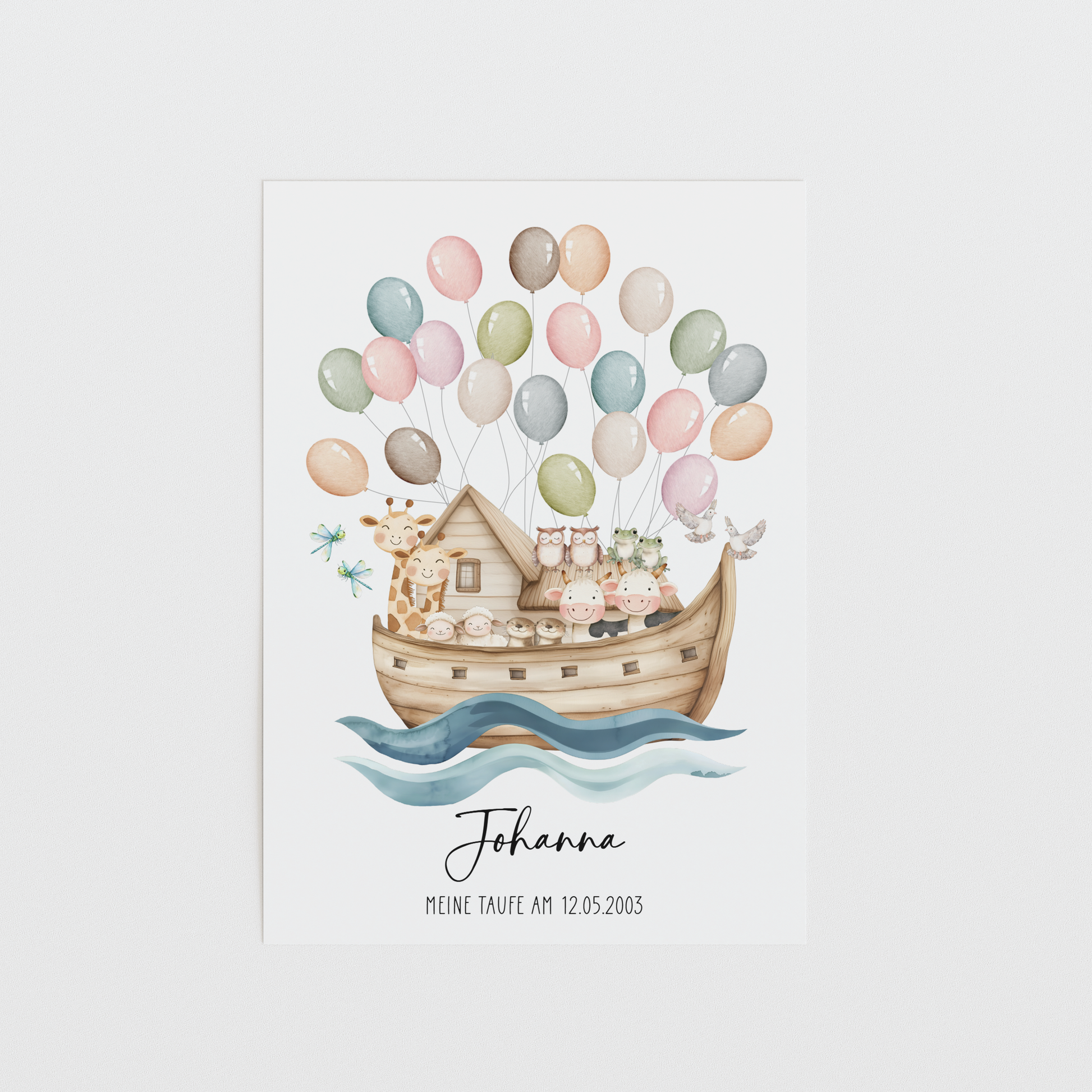 Gästeposter Taufe ARCHE NOAH personalisiert mit Namen als Geschenk zur Taufe Gästebuch Taufe Papier Träume