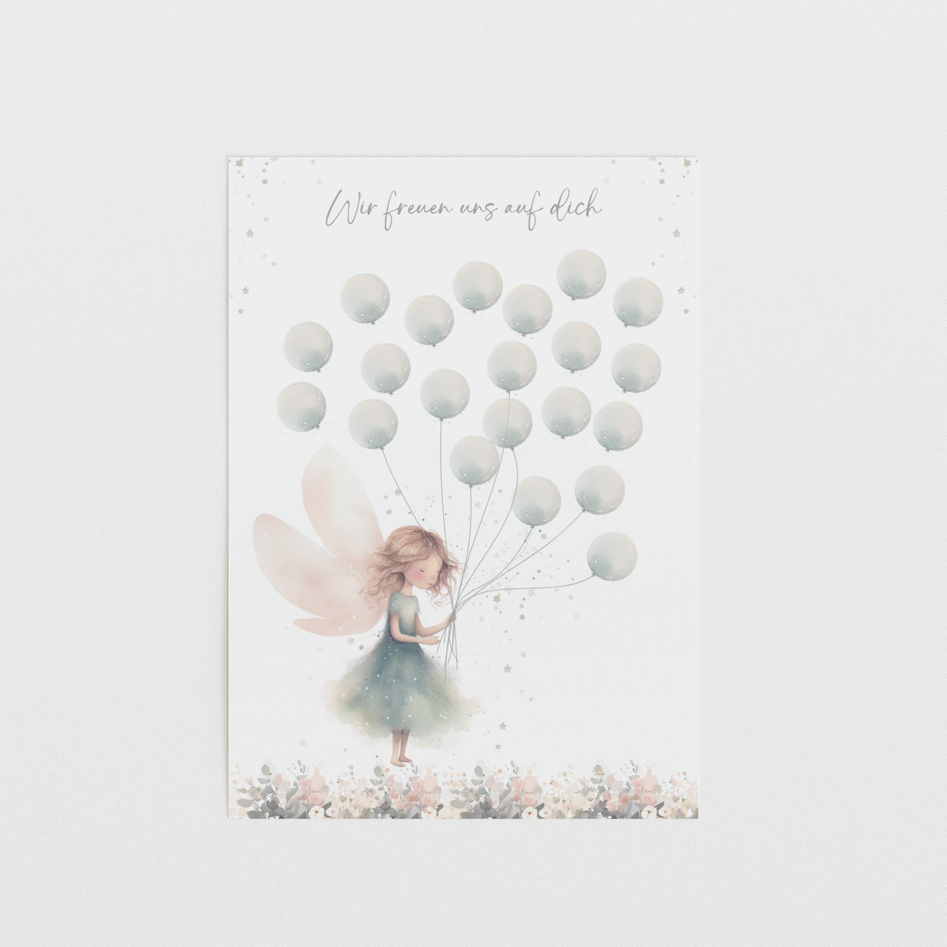 Gästebild Babyparty FAIRY MINT / Geschenk zur Babyshower Taufe Einschulung als Gästebuch Papier Träume