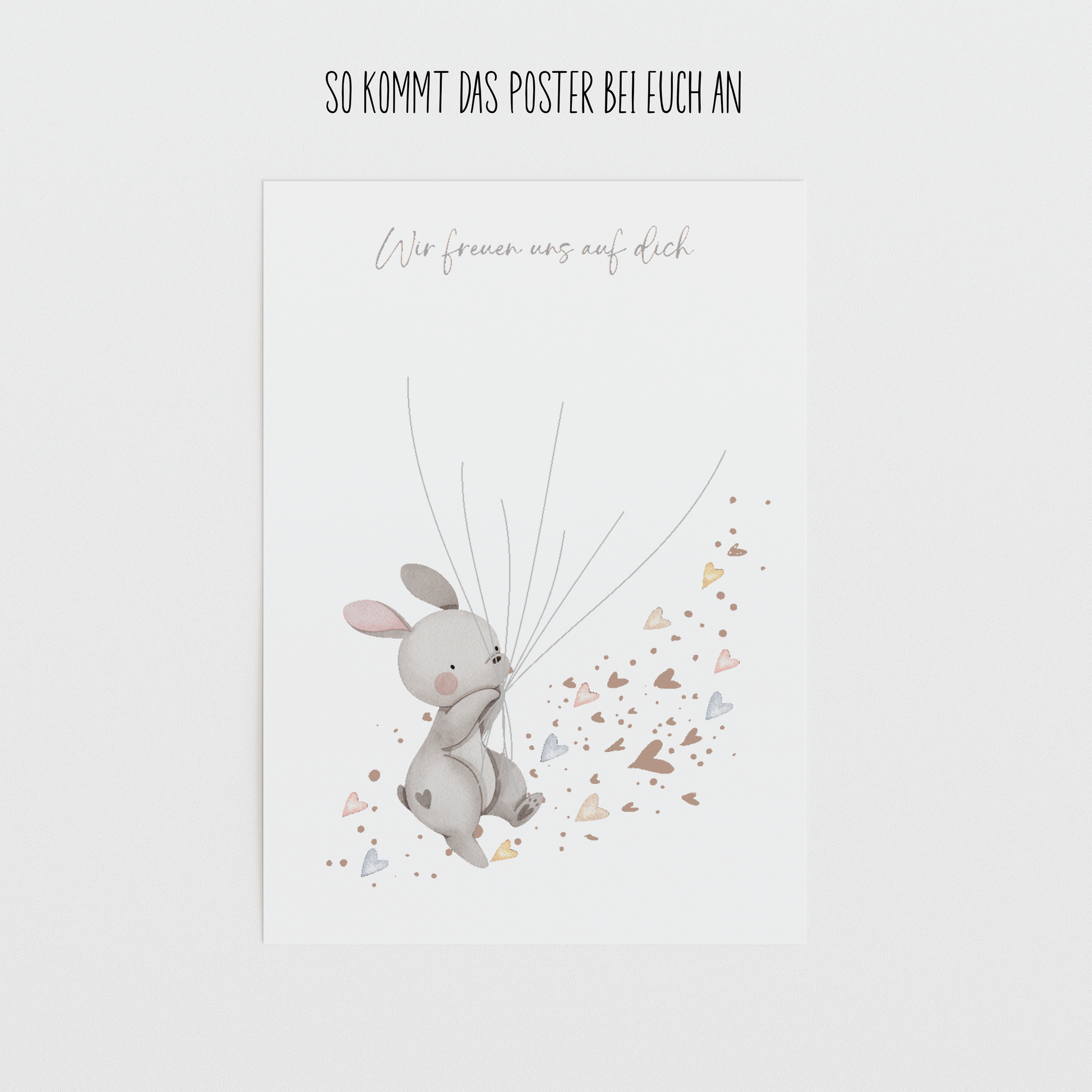 Gästebild Babyparty HASE MIT HERZEN für Fingerabdrücke zum beschriften als Geschenk zur Babyshower als Gästebuch Papier Träume