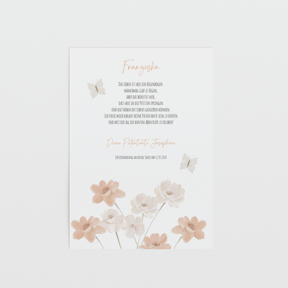 Patenbrief "BLUMEN PASTEL" – Geschenk zu Taufe für das Patenkind personalisiert Gifts For The Couple Papier Träume