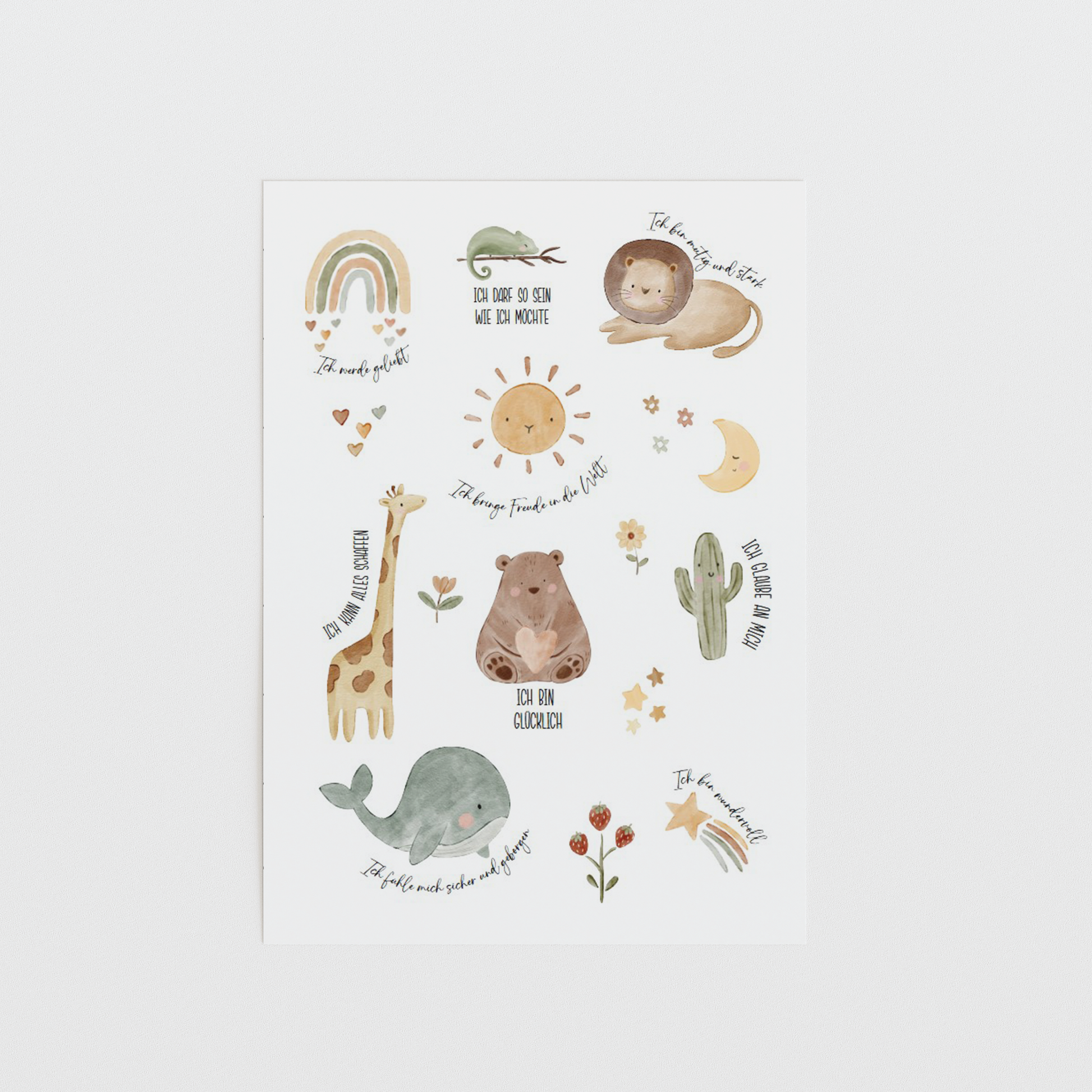 Affirmationsposter TIERE - Geschenk für Kinder Papier Träume