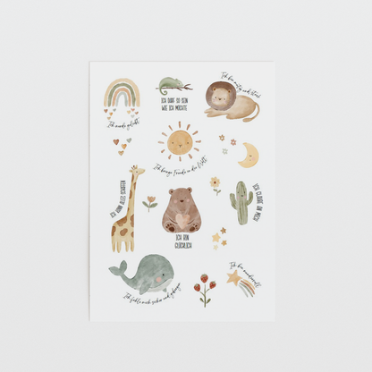 Affirmationsposter TIERE - Geschenk für Kinder Papier Träume
