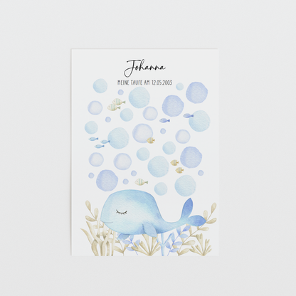 Gästeposter Taufe WAL personalisiert mit Namen als Geschenk zur Taufe Gästebuch Taufe Papier Träume