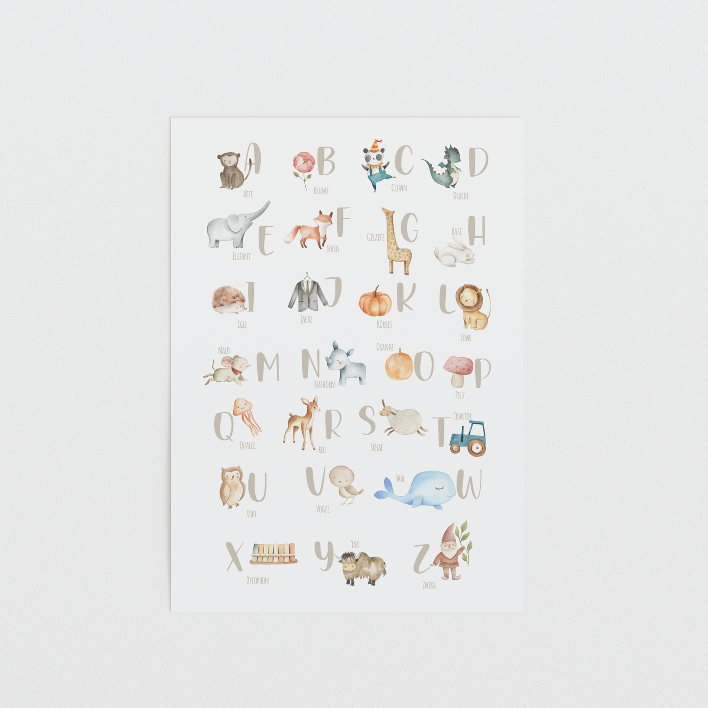 Poster ABC | Buchstaben Zahlen | Alphabet lernen | Geschenk Schulanfang oder Vorschule Papier Träume
