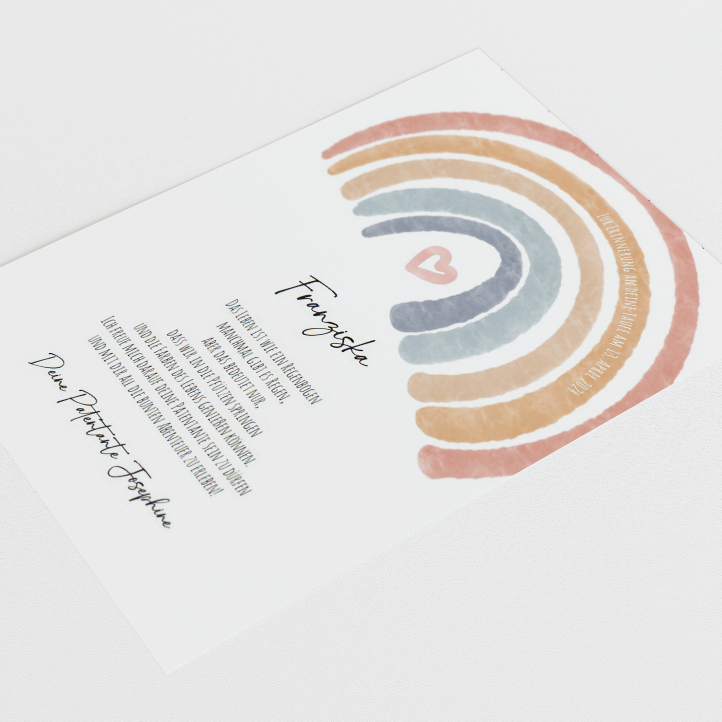 Patenbrief Taufe "Regenbogen" – Geschenk Taufe Patenkind personalisiert Gifts For The Couple Papier Träume