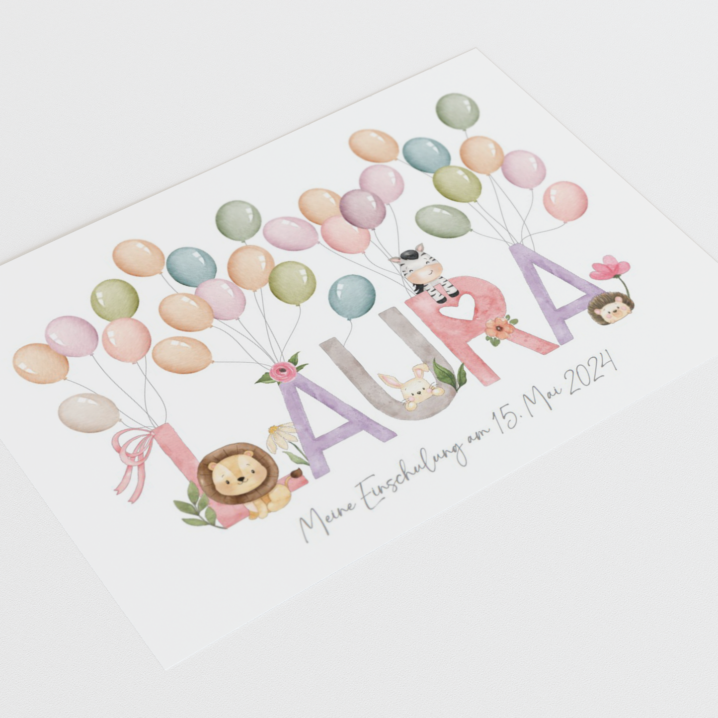 Gästebuch personalisiert Namensposter TIERE Taufe Einschulung Geburtstag als Geschenk Gästeposter Papier Träume