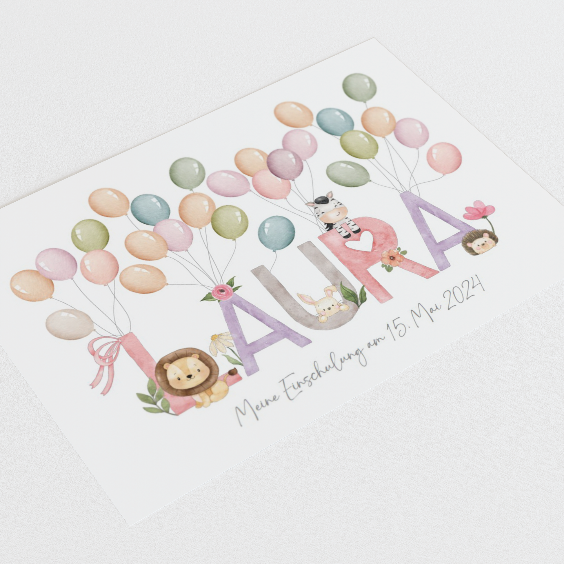 Gästebuch personalisiert Namensposter TIERE Taufe Einschulung Geburtstag als Geschenk Gästeposter Papier Träume