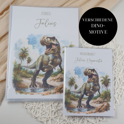Zeugnismappe Hausaufgabenheft "DINOSAURIER VERSCHIEDENE" personalisiert Office & School Supplies Papier Träume
