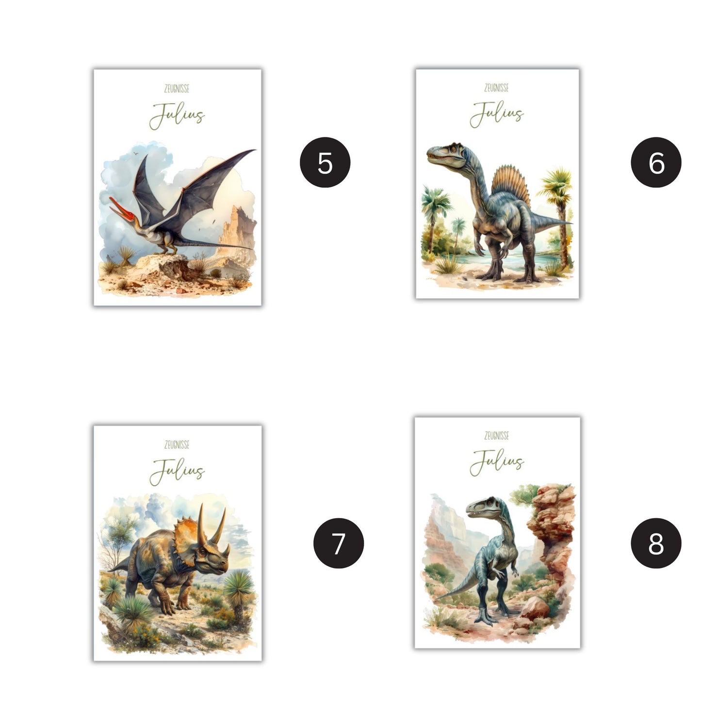 Zeugnismappe Hausaufgabenheft "DINOSAURIER VERSCHIEDENE" personalisiert Office & School Supplies Papier Träume