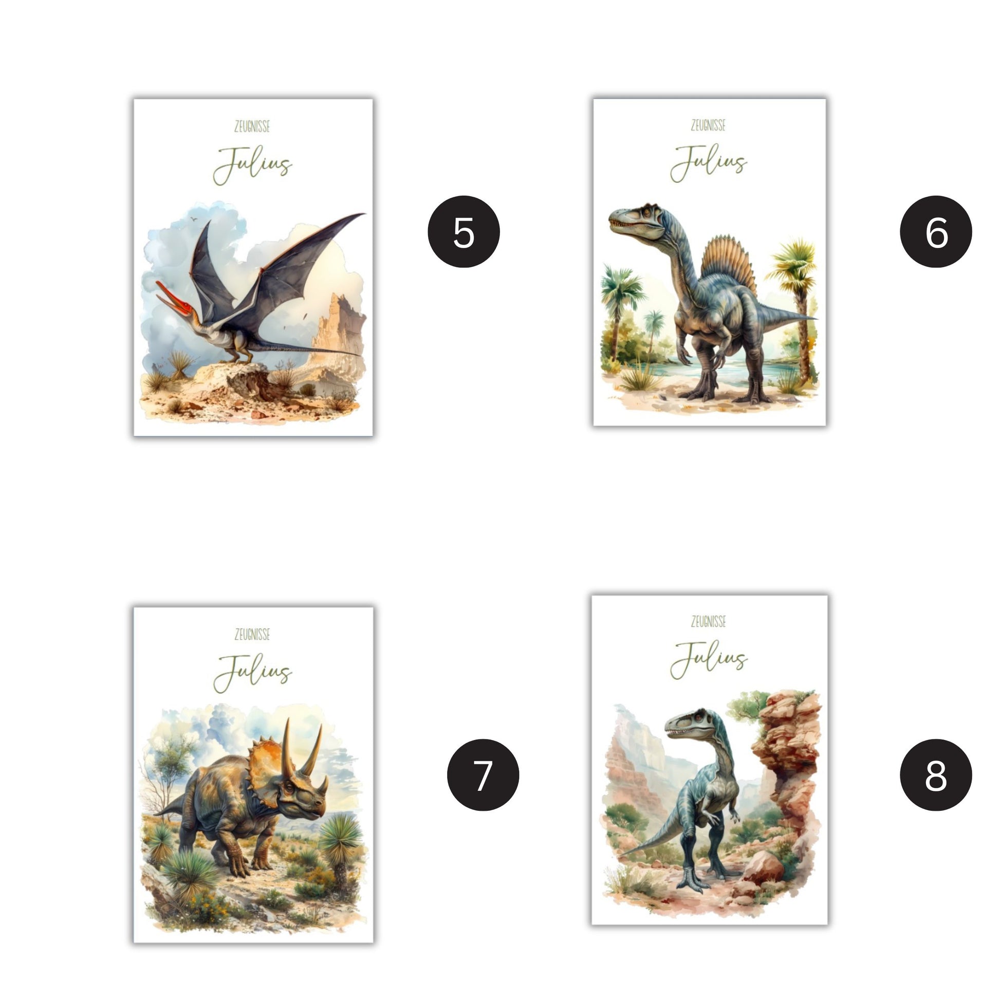 Zeugnismappe Hausaufgabenheft "DINOSAURIER VERSCHIEDENE" personalisiert Office & School Supplies Papier Träume