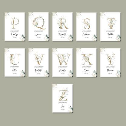 U-Heft/Impfpass/Reisepass personalisiert BUCHSTABE GOLD WEIß- Geschenk zur Geburt Passport Covers Papier Träume