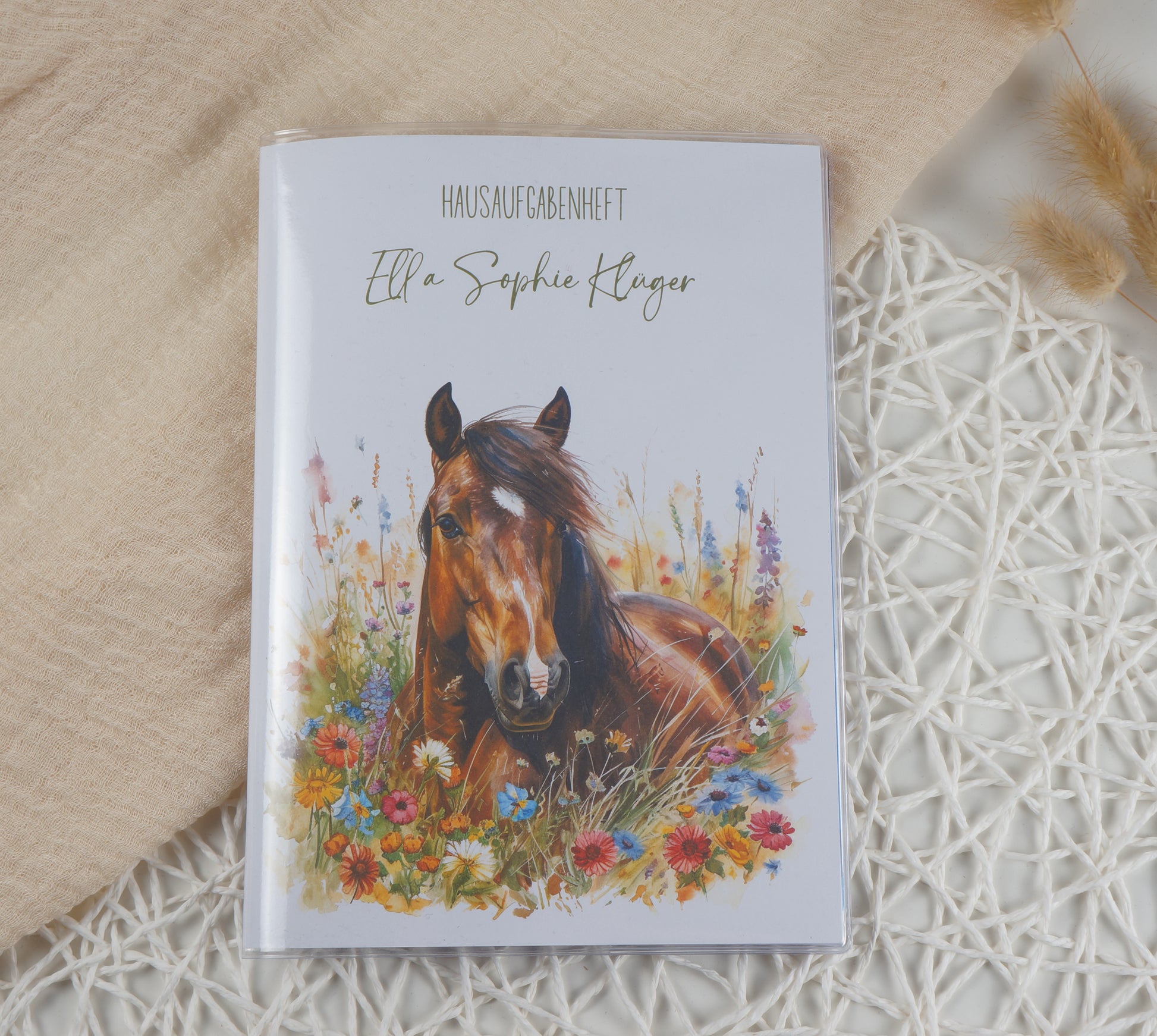 Zeugnismappe Hausaufgabenheft "PFERD AUF WIESE" personalisiert Office & School Supplies Papier Träume