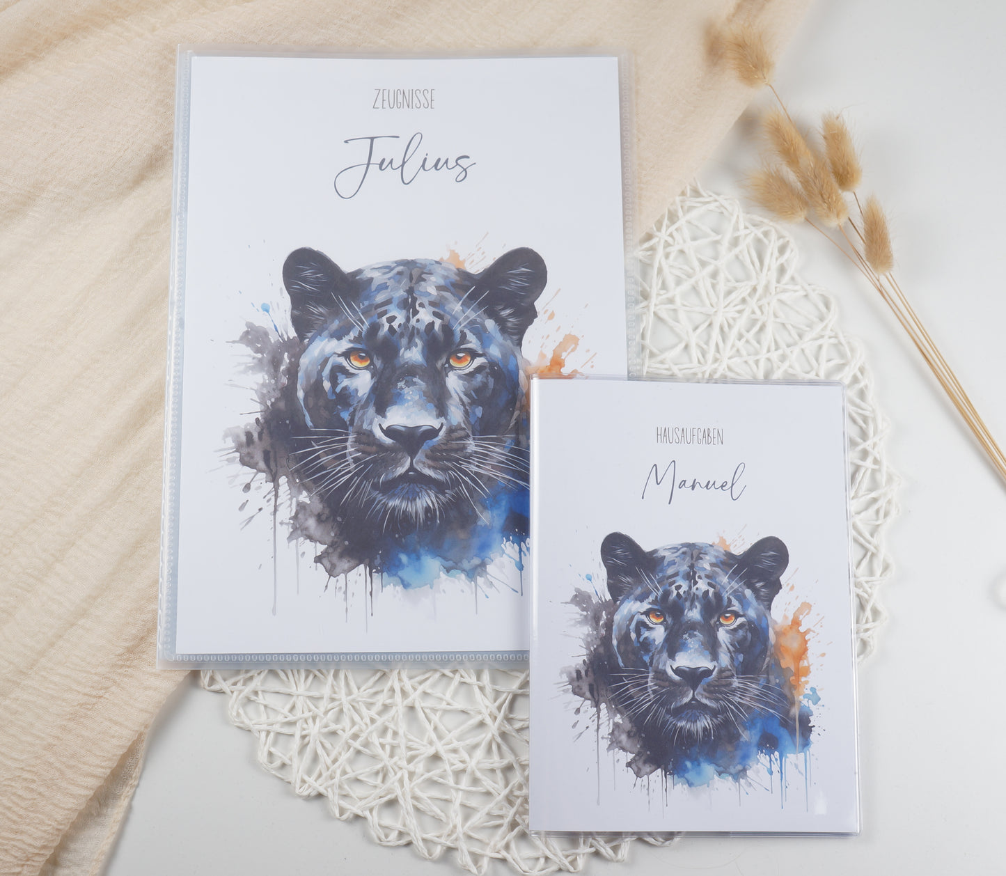 Zeugnismappe Hausaufgabenheft "Panther - verschiedene" personalisiert Office & School Supplies Papier Träume