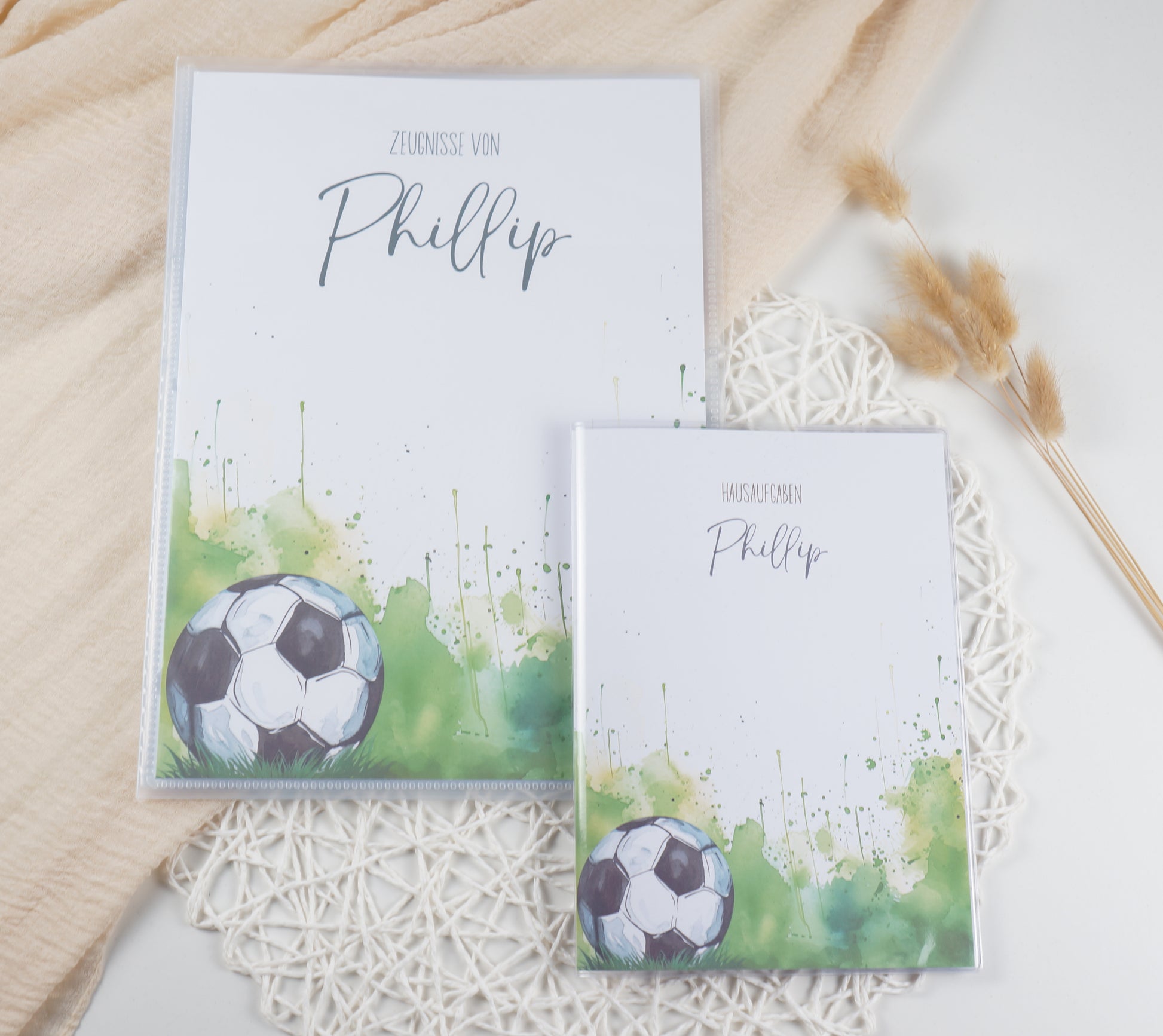 Zeugnismappe Hausaufgabenheft "FUSSBALL VERSCHIEDENE" personalisiert Office & School Supplies Papier Träume