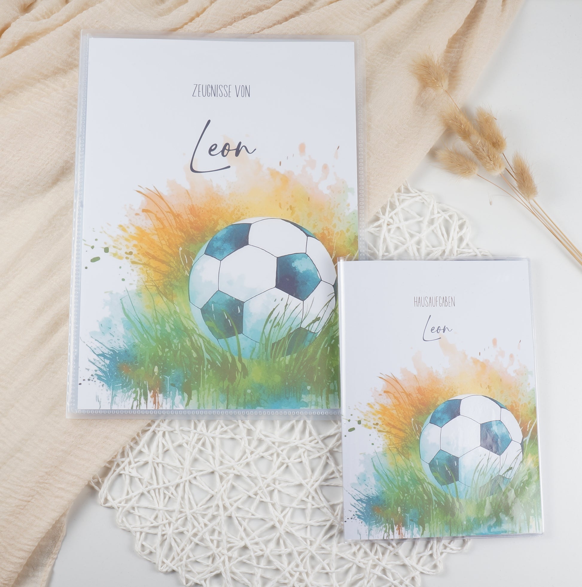 Zeugnismappe Hausaufgabenheft "FUSSBALL VERSCHIEDENE" personalisiert Office & School Supplies Papier Träume