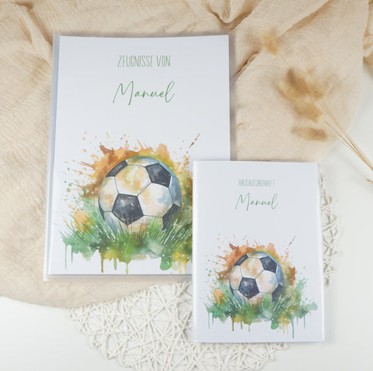 Zeugnismappe Hausaufgabenheft "FUSSBALL" personalisiert Office & School Supplies Papier Träume
