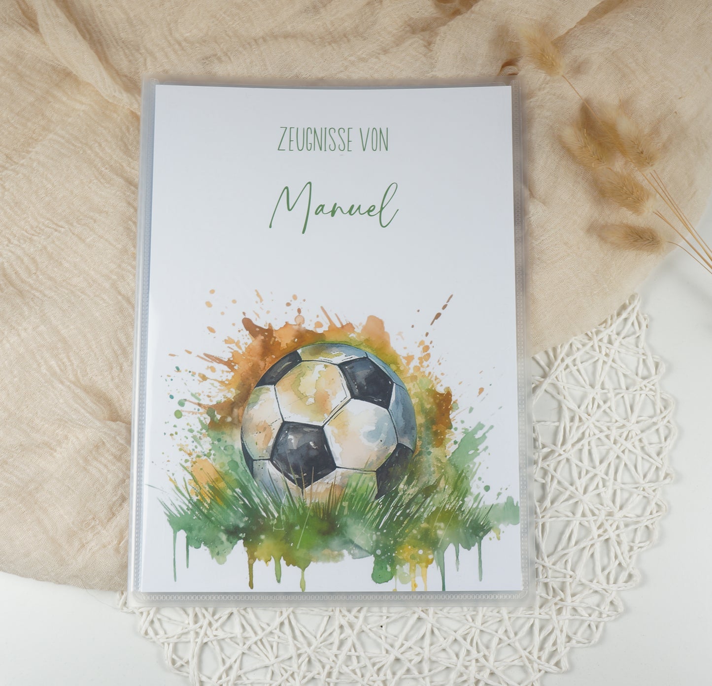 Zeugnismappe Hausaufgabenheft "FUSSBALL" personalisiert Office & School Supplies Papier Träume