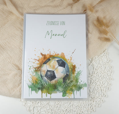 Zeugnismappe Hausaufgabenheft "FUSSBALL" personalisiert Office & School Supplies Papier Träume