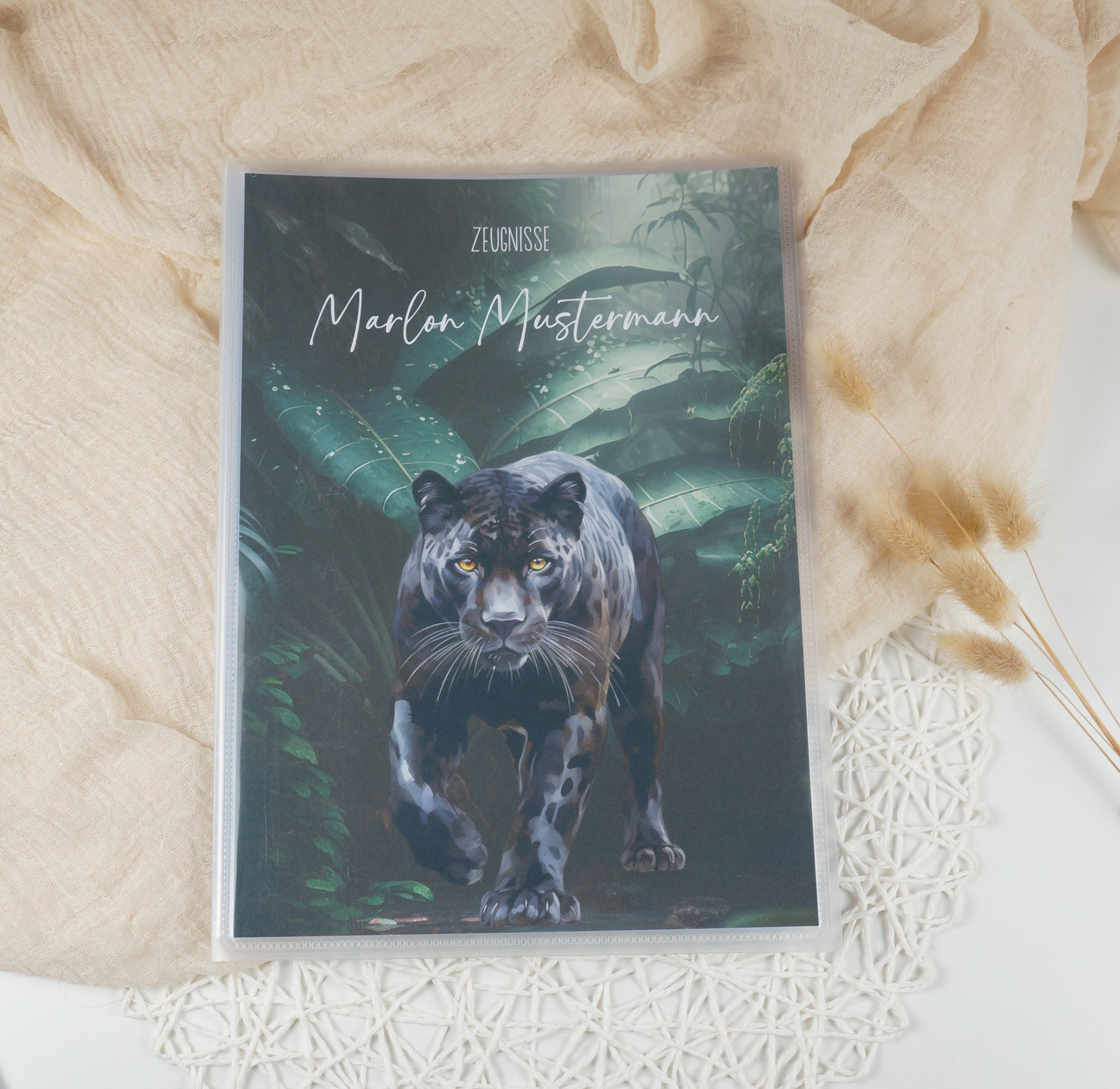 Zeugnismappe Hausaufgabenheft "SCHWARZER PANTHER" personalisiert Office & School Supplies Papier Träume