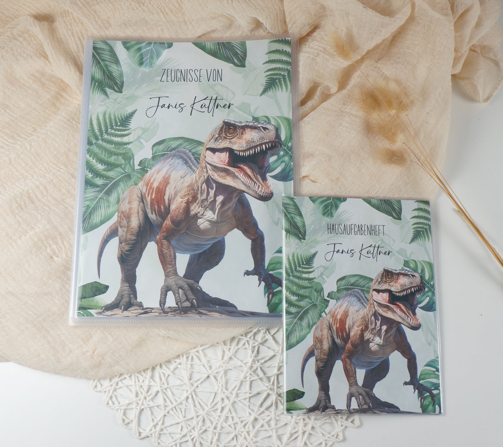 Zeugnismappe Hausaufgabenheft "DINOSAURIER T-REX" personalisiert Office & School Supplies Papier Träume